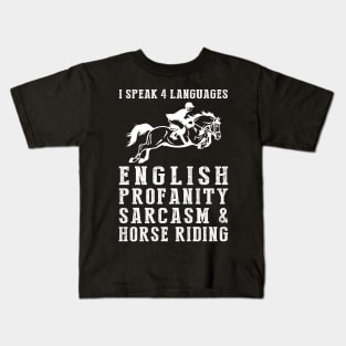 Gallop with Laughter! Funny '4 Languages' Sarcasm Horse Tee & Hoodie Kids T-Shirt